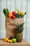 Grocery Brown Bag With Fruits and Vegetbales