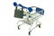 Grocery cart. The lock and keys hang on the handle. Isolated