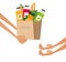 Grocery delivery service concept with paper bag full of food