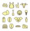 Grocery items icons set for the supermarket. color vector