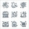 Grocery line icons. linear set. quality vector line set such as cart, handbag, chiken leg, pumpkin, shopping store, grapes, pear