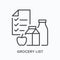 Grocery list line icon. Vector outline illustration of shopping food checklist. Supermarket consumer paper pictorgam