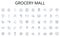 Grocery mall line icons collection. Fresh, Variety, Sourdough, Artisan, Crusty, Whole-grain, Bagels vector and linear