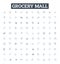 Grocery mall vector line icons set. Grocery, Mall, Supermarket, Food, Store, Shopping, Market illustration outline