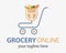 Grocery online logo. Supermarket delivery. Fresh food sign.  Fast Shopping concept vector