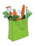 Grocery order. Basket of food. Goods from online shop.