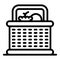 Grocery picnic basket icon, outline style