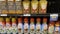 Grocery store holiday coffee creamer store shelf variety display Coffeemate StoK and cider