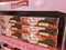 Grocery store Little Debbie Valentines day cakes display