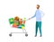 Grocery Store, Shopping Flat Vector Illustration
