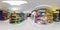 GRODNO, BELARUS - APRIL 20, 2016: Panorama interior small grocery store . Full spherical 360 by 180 degrees seamless panorama in