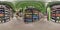 GRODNO, BELARUS - JULY 2023: full hdri 360 panoramain in interior of wine shop with shelves of alcoholic drinks in equirectangular