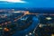 Grodno, Belarus. Night Aerial Bird`s-eye View Of Hrodna Cityscape Skyline. Residential District