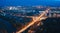 Grodno, Belarus. Night Aerial Bird`s-eye View Of Hrodna Cityscape Skyline. Residential District. Panorama, Panoramic