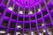 GRONINGEN, THE NETHERLANDS - CIRCA 2014: Spiral parking garage purple lighting system.