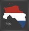 Groningen Netherlands map with Dutch national flag