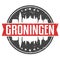 Groningen Netherlands Round Travel Stamp. Icon Skyline City Design. Seal Tourism.