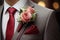 Groom with a boutonniere close-up