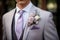 Groom with a boutonniere close-up