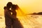 Groom and bride in love emotion romantic moment on the beach