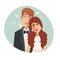 Groom and bride wedding photo vector illustration