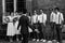 Groom with the groomsmen and bridesmaids