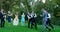 Groom and groomsmen enjoying catching Garter toss 4K 4k