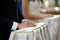 Groom\'s hands close-up during church ceremony