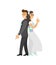 Groom in Suit and Bride Wearing Gown, Fun Spy Pose