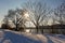 Groomed trail in the snow in Jean Drapeau park in Montreal