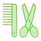 Grooming flat icon. Scissors and comb green icons in trendy flat style. Barber gradient style design, designed for web