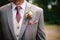 grooms suit with boutonniere attached