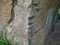 Grooves cut in the side of a bridge over the Leeds to Liverpool Canal - cut by the ropes of horse drawn canal boats