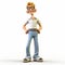 Groovy 3d Cartoon Character With Meticulous Detail On White Background