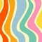 Groovy Background Retro 70s Style. Cute Abstract Vintage Texture Wallpaper. Hippie Wavy Vector Background. Colorful Fun