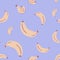 Groovy banana hand drawn blue seamless pattern