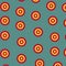 Groovy Blue Red Retro Circle Pattern