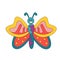 Groovy butterfly. 1970 psychedelic hippie insect. Trippy vintage nostalgia sticker or icon for social media cover decor