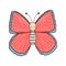 Groovy butterfly character. Vintage hippie psychedelic clipart