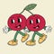 Groovy cartoon happy cherry illustration