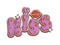 Groovy cartoon retro hippie kiss lips sign letters