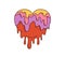 Groovy cartoon retro hippie love melt heart