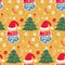 Groovy Christmas lettering seamless pattern