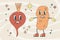 Groovy Cute Illustration of Beetroot and Potato Characters
