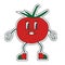 Groovy Cute Tomato Character Isolated on White Background