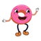 Groovy funny donut cartoon character, vintage hippie 70s. Doodle comic bright character