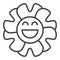 Groovy Funny Geometric Flower vector linear icon or symbol