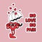 Groovy Heart with Sunglasses under Umbrella Retro Style. No Love, No Pain Illustration. Happy Valentines Day Funny