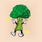 Groovy hippie characters Vegetables Doodle retro cartoon style illustration Simple background images for poster, cover, banner,