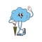 Groovy hippie cloud cute cartoon character